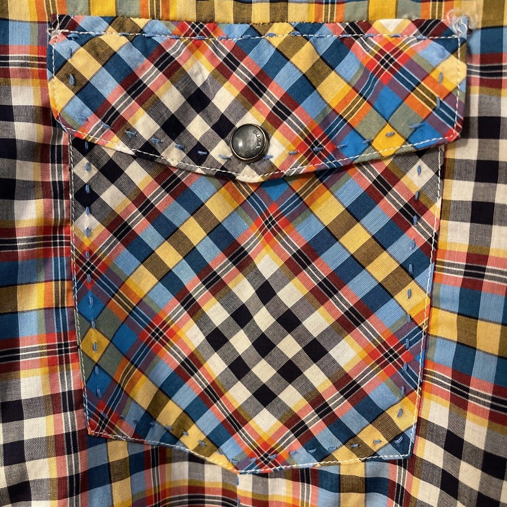 Bugatchi ShapedFit XL Men's Plaid Long Sleeve Snap Front Shirt TopStitch Western - Picture 5 of 14
